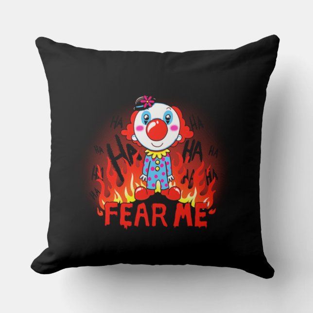 Fear Me Clown Throw Pillow (Front)