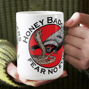 Fear No Evil Honey Badger Funny Animal Red Design Coffee Mug