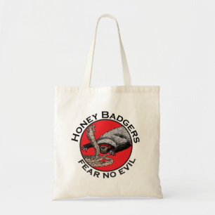 Fear No Evil Honey Badger Funny Animal Red Design Tote Bag