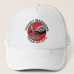 Fear No Evil Honey Badger Funny Animal Red Design Trucker Hat