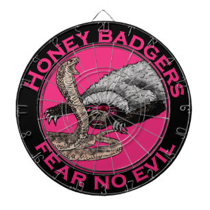 Fear No Evil Honey Badger Funny Pink Animal Design Dartboard