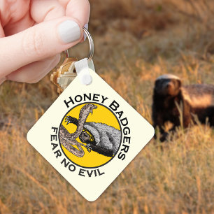 Fear No Evil Honey Badger Snake Animal Art Design Keychain
