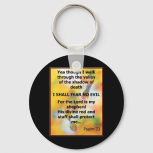 Fear No Evil Psalm Scripture spray painting Keychain