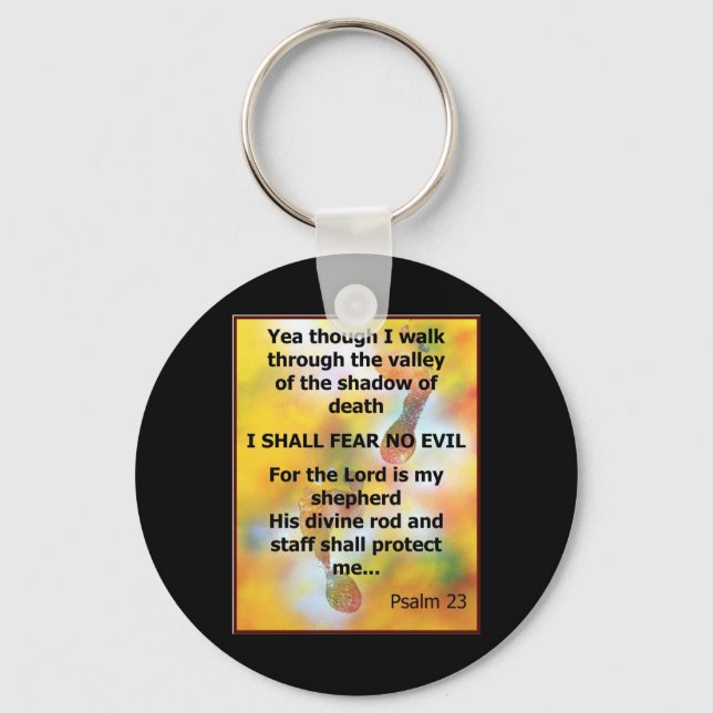 Fear No Evil Psalm Scripture spray painting Keychain (Front)