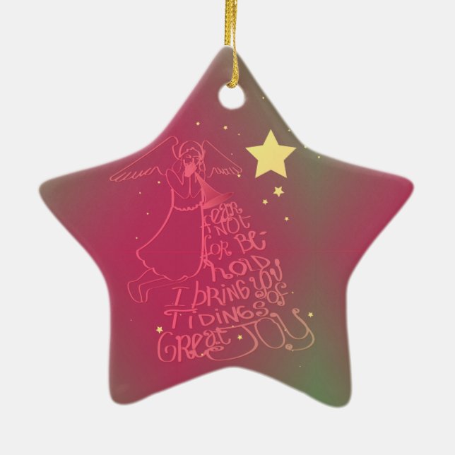"Fear not, for behold..." Angel Star Ornament (Back)