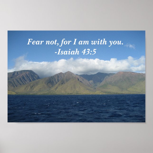 Fear Not For I Am With You Bible Verse Ocean Poster (Front)