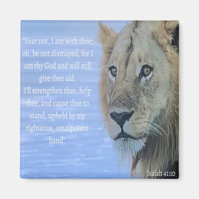 "Fear not, I am with thee" Lion Magnet (Front)