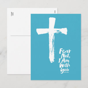 FEAR NOT, I AM with you White Cross - Isaiah 41:10 Holiday Postcard