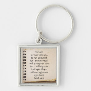 Fear Not, Isaiah Scripture Vintage Note Paper Keychain