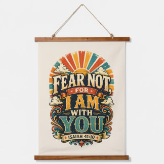 Fear Not Retro Christian Sunburst Scripture Print Hanging Tapestry