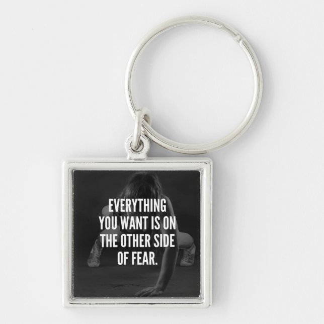 FEAR NOTHING - Women's Workout Motivational Keychain (Front)