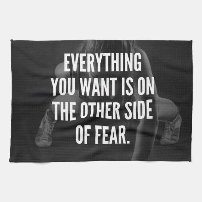 FEAR NOTHING - Women's Workout Motivational Kitchen Towel (Horizontal)