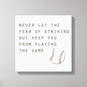 fear of striking out inspirational modern baseball canvas print