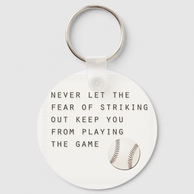 fear of striking out inspirational modern baseball keychain (Front)