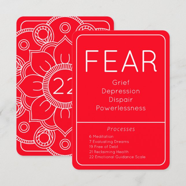 Fear Red Law of Attraction Emotion Process Card (Front/Back)