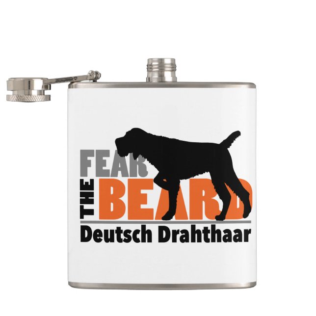 Fear the Beard - Deutsch Drahthaar Hip Flask (Opened)