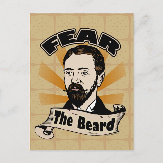 Fear the Beard, Funny Moustache Postcard (Front)
