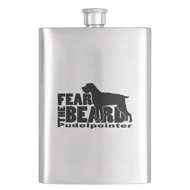Fear the Beard - Pudelpointer Gear Hip Flask (Front)