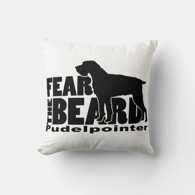 Fear the Beard - Pudelpointer Gear Throw Pillow (Front)