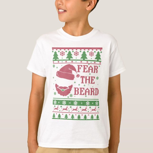 Fear The Beard Ugly Christmas T-Shirt (Front)