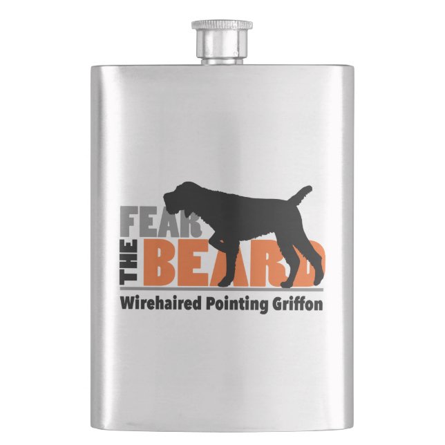 Fear the Beard - Wirehaired Pointing Griffon Hip Flask (Front)