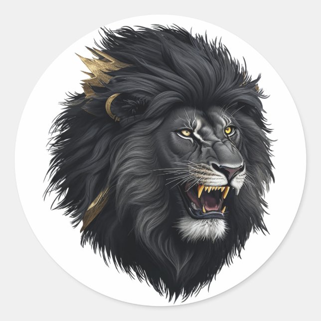 Fear, the black lion classic round sticker (Front)