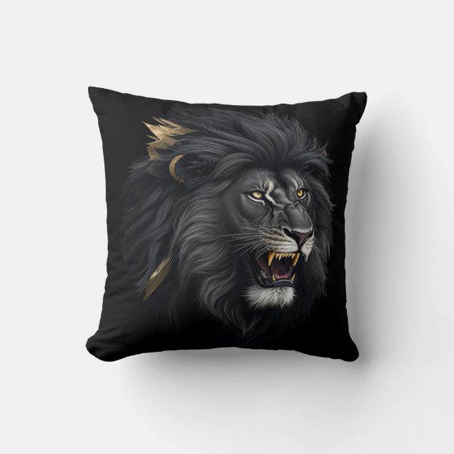 Fear, the black lion throw pillow (Front)