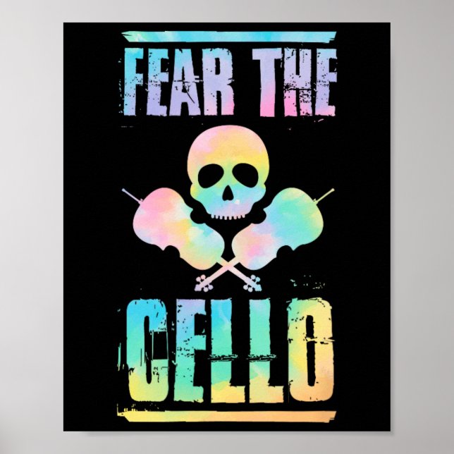 Fear The Cello Skull Halloween Style Cello Player  Poster (Front)