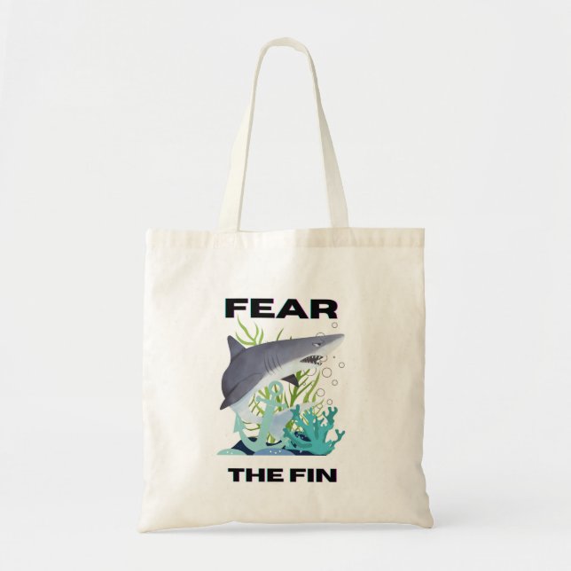 fear the fin shark tote bag (Front)