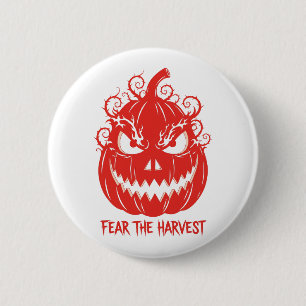 Fear the Harvest Evil Pumpkin Halloween Horror 2 Inch Round Button