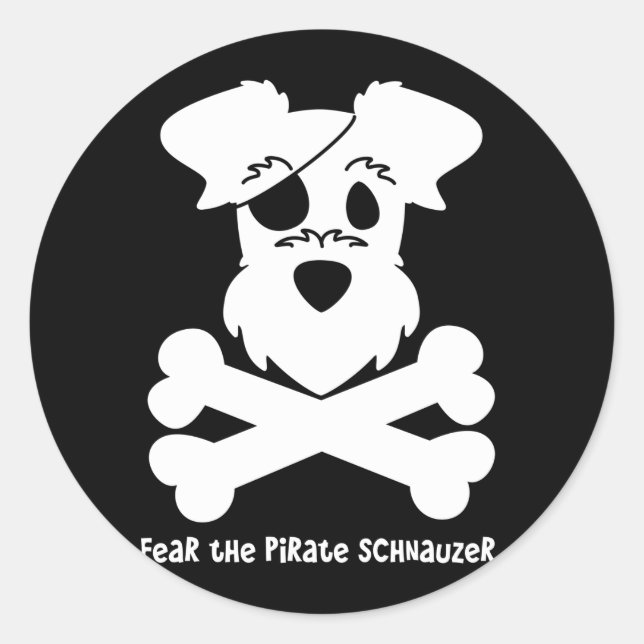 Fear the Pirate Schnauzer Classic Round Sticker (Front)