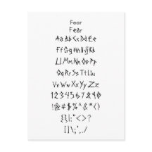 Fear - Zazzle Font Sampler Sheet