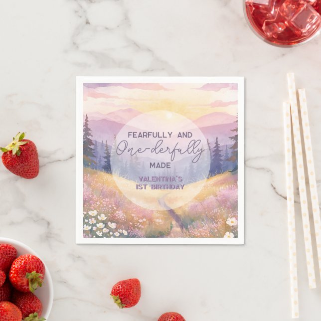 Fearfully and Onederfully Made Girl First Birthday Napkin (Insitu)