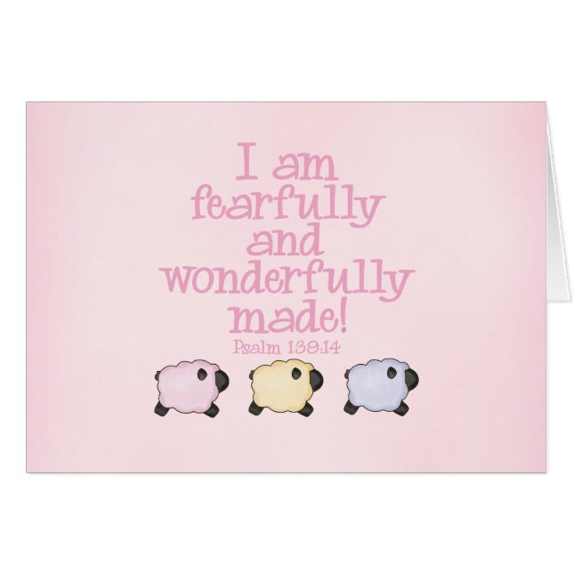 Fearfully and Wonderfully Made - Pink Blank Card (Front Horizontal)