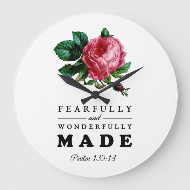 Fearfully and Wonderfully Made - Rose Large Clock (Front)