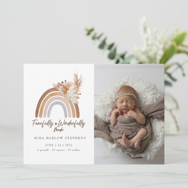 Fearfully & Wonderfully Made Baby Announcement (Standing Front)