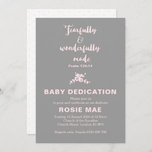 Fearfully & Wonderfully Made Baby Dedication Invit Invitation