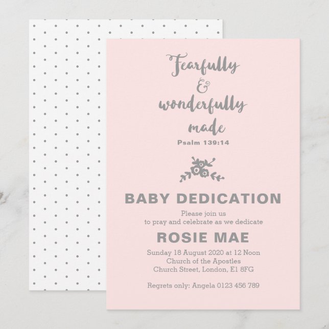 Fearfully & Wonderfully Made Baby Dedication Invitation (Front/Back)