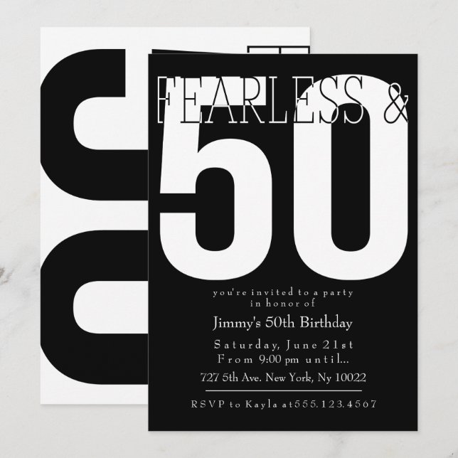 Fearless 50th Birthday Invitations (Front/Back)