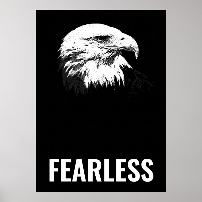 Fearless Bald Eagle Motivational Courage Artwork Poster (Front)