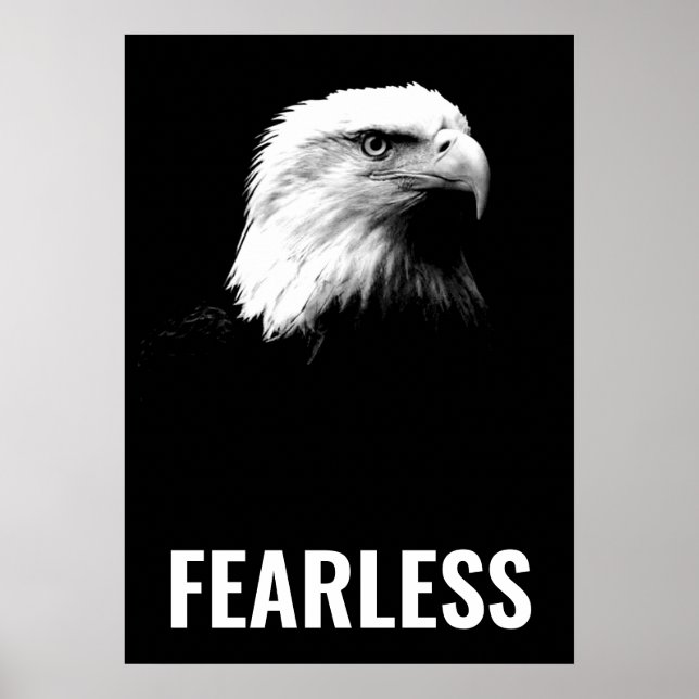 Fearless Bald Eagle Motivational Courage Artwork Poster (Front)