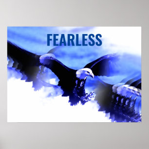 Fearless Bald Eagle Motivational Courage Artwork Poster