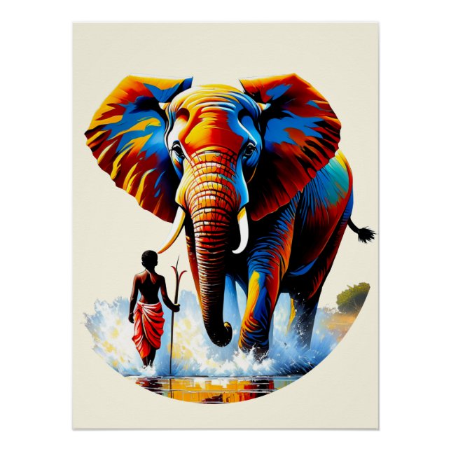 Fearless boy meets elephant bulls poster (Front)