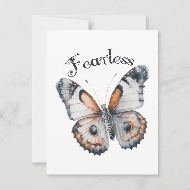Fearless Butterfly Watercolor Graphic Design, Fear Holiday Card (Front)