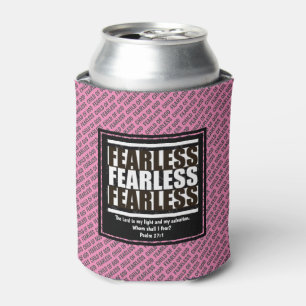 FEARLESS CHILD OF GOD Scripture Personalized Pink Can Cooler