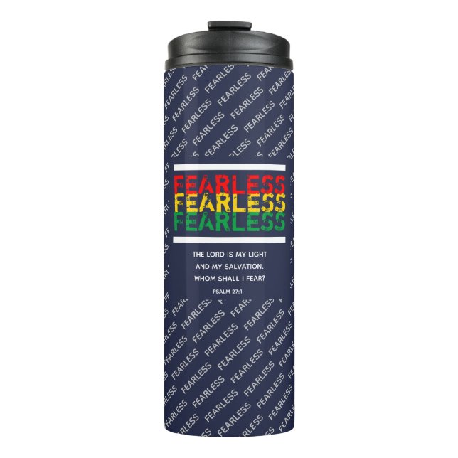 FEARLESS Christian Scripture Psalm 27 Blue Thermal Tumbler (Front)