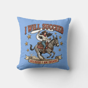 Fearless Cowgirl Western Adventure Ride Throw Pillow
