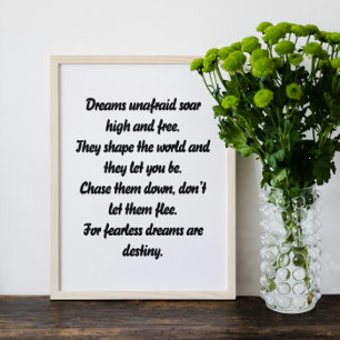 Fearless Dreams inspirational mini poem Poster