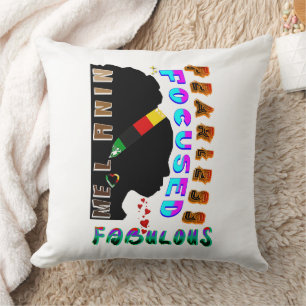 Fearless Focused Fabulous Melanin Throw Pillow