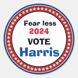 Fearless in 2024 with a vote for Harris button Classic Round Sticker